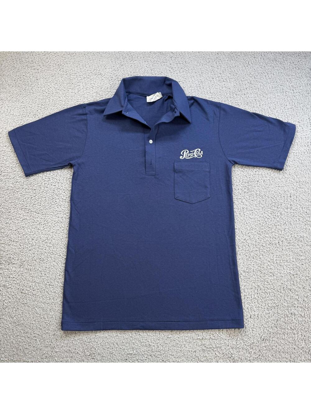 Vintage 90s Pepsi Cola Polo Shirt Made in USA Navy Workwear Corporate Uniform M
